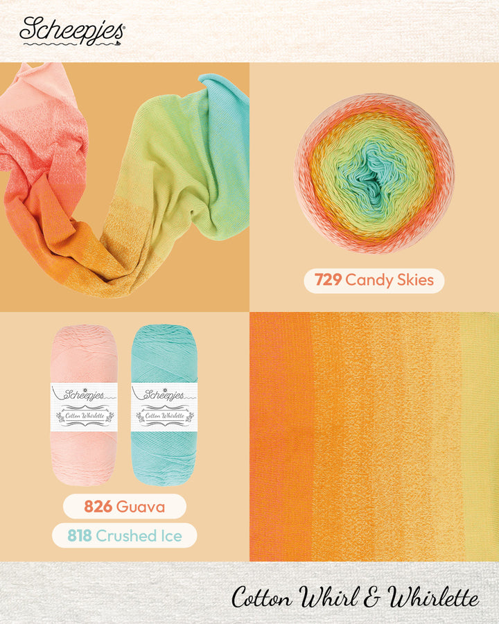 NEW!! Scheepjes Cotton Whirl 729 Candy Skies - 100% Organic Cotton