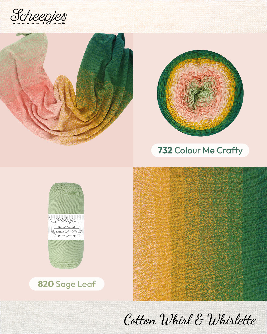 NEW!! Scheepjes Cotton Whirl 732 Colour Me Crafty - 100% Organic Cotton