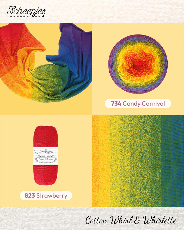 NEW!! Scheepjes Cotton Whirl 734 Candy Carnival - 100% Organic Cotton