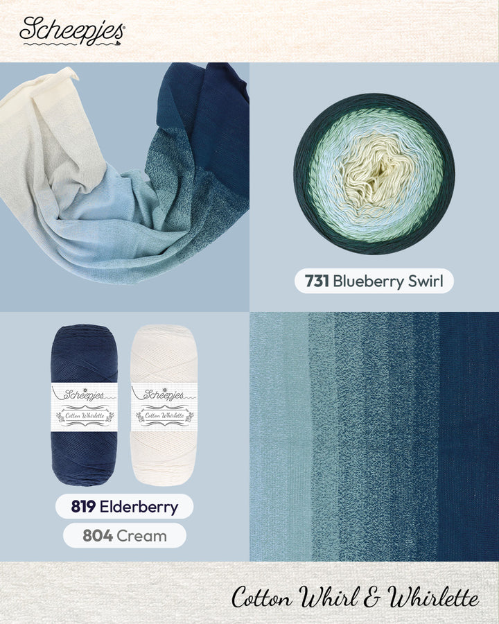 NEW!! Scheepjes Cotton Whirl 731 Blueberry Swirl - 100% Organic Cotton