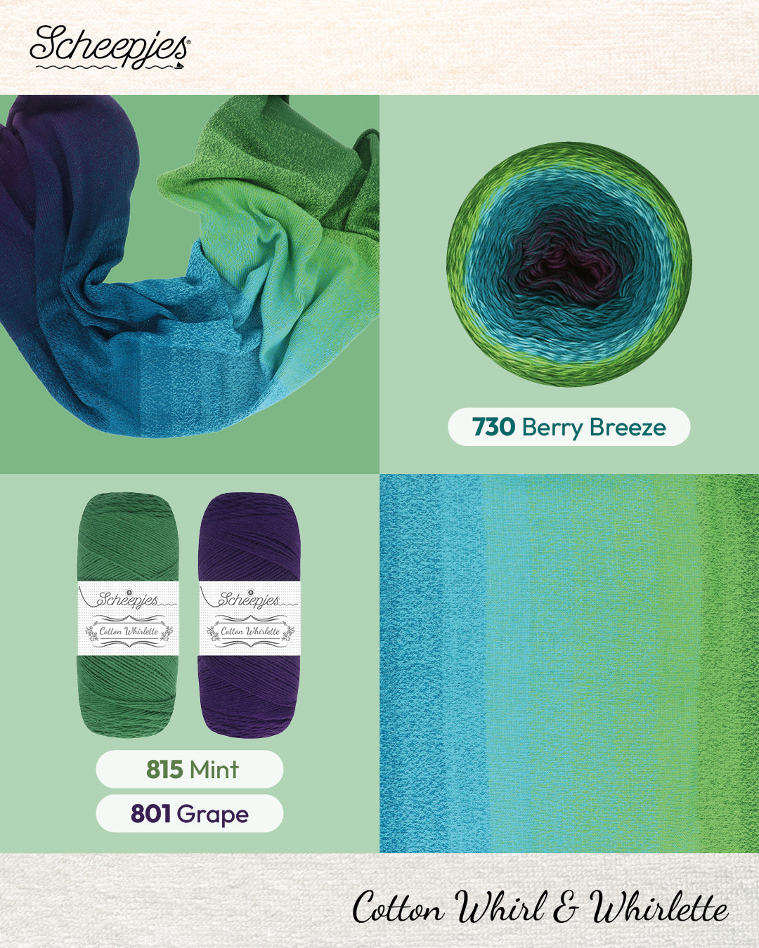 NEW!! Scheepjes Cotton Whirl 730 Berry Breeze - 100% Organic Cotton