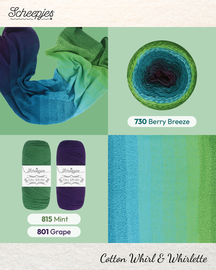 NEW!! Scheepjes Cotton Whirl 730 Berry Breeze - 100% Organic Cotton