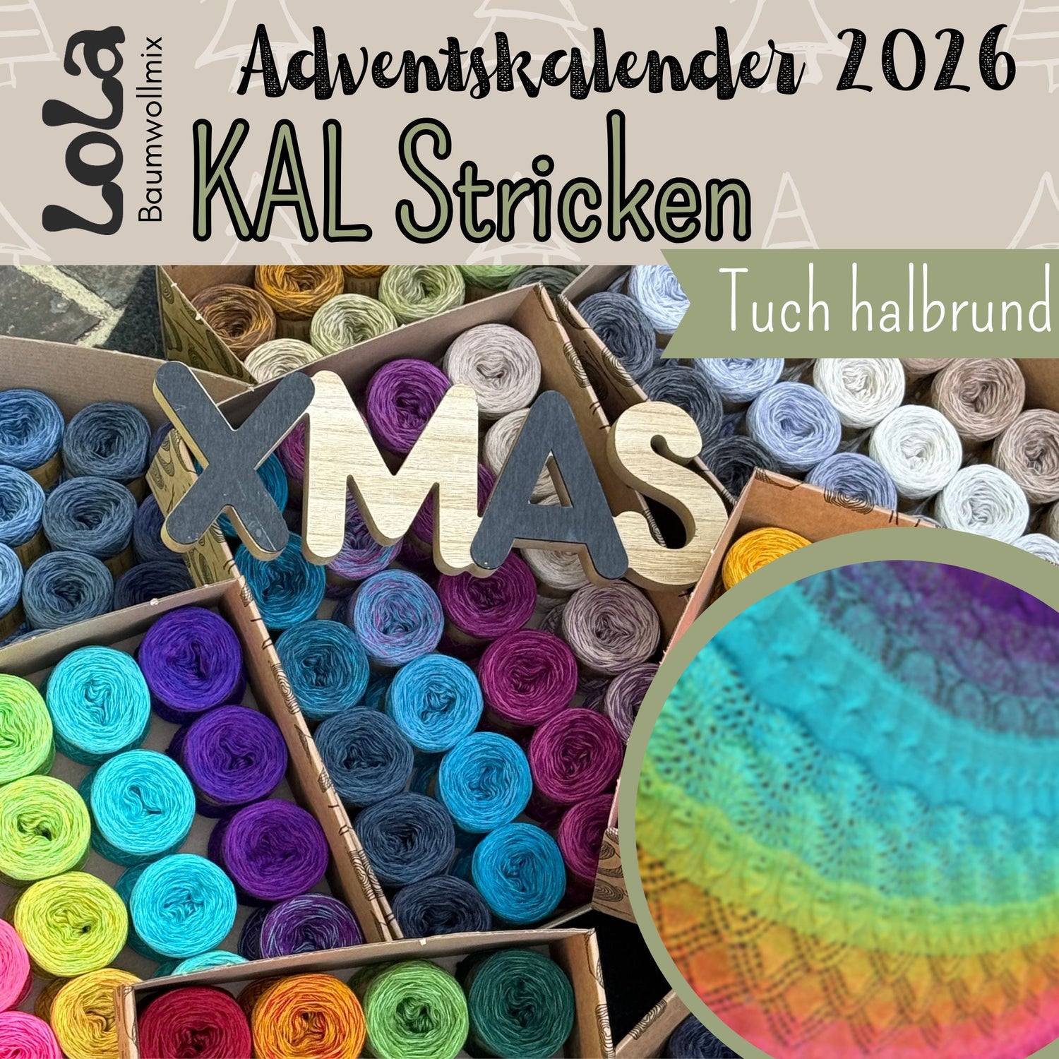 Lola Advent Calendar 2026 LIMITED EDITION Mystery KAL Knitting - Half-Round Shawl