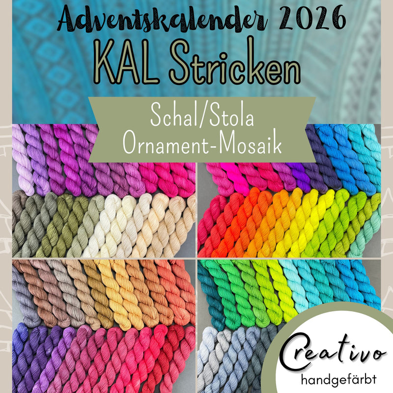 Creativo Advent Calendar 2026 LIMITED EDITION Mystery KAL Knitting Hand-Dyed Merino Scarf-Stole Ornament Mosaic
