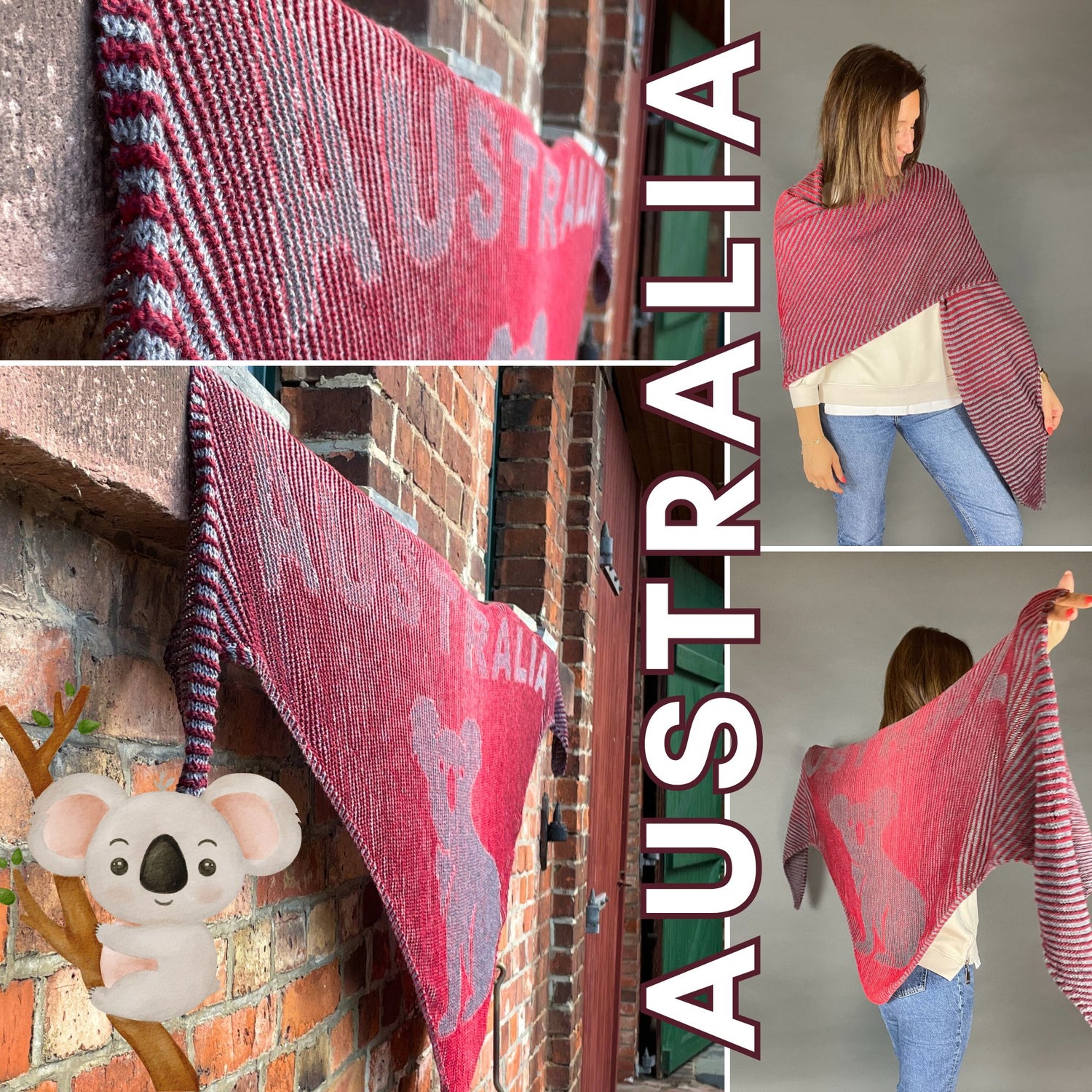 Lola Illusion Knitted Shawl - Australian Koala - 4ply