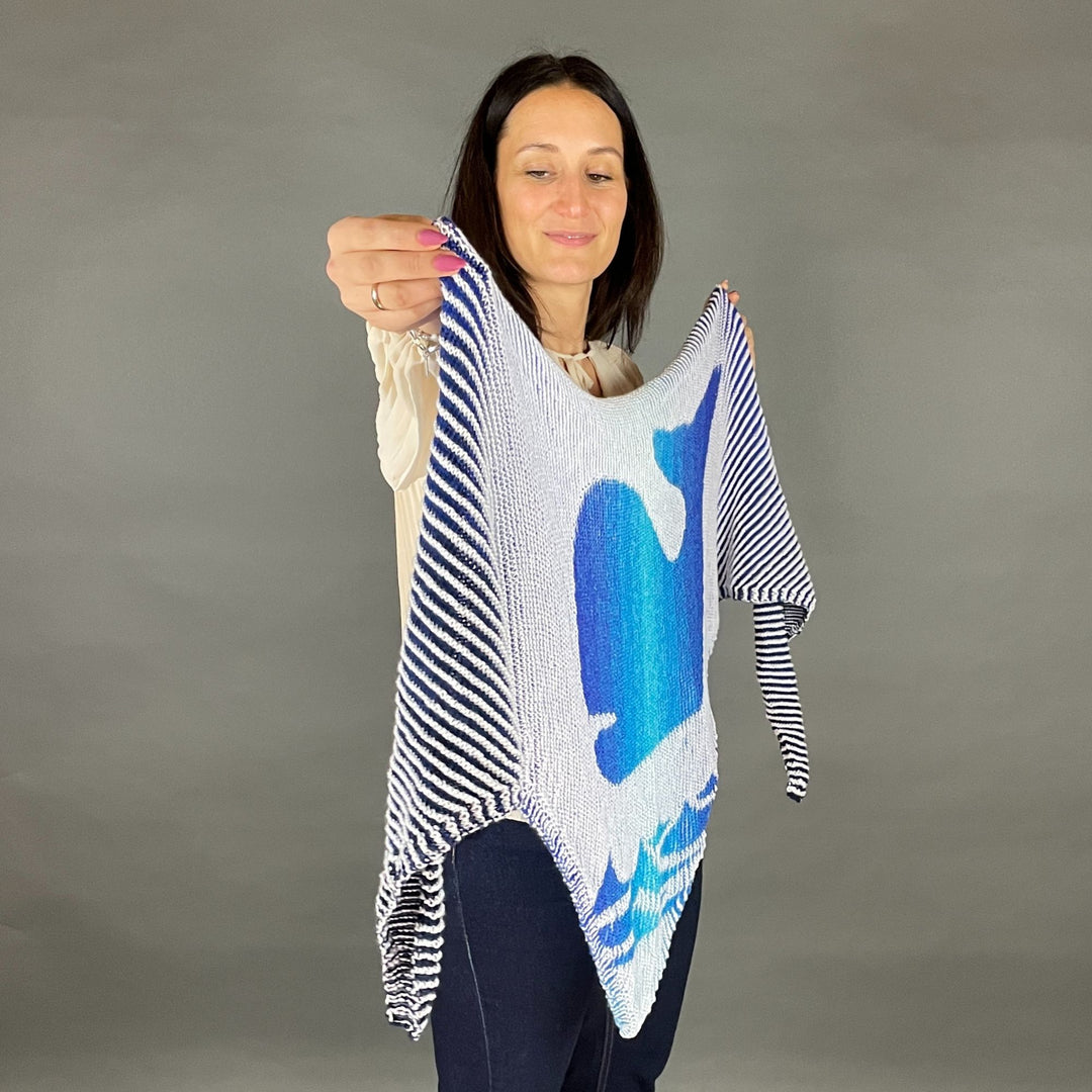 AVAILABLE NOW Lola Illusion Knitted Scarf Whale - 4ply