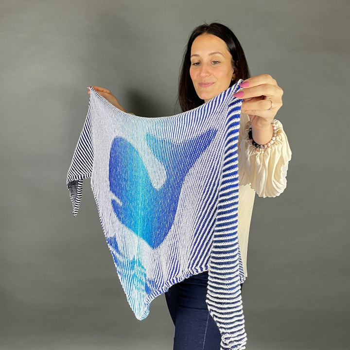 AVAILABLE NOW Lola Illusion Knitted Scarf Whale - 4ply