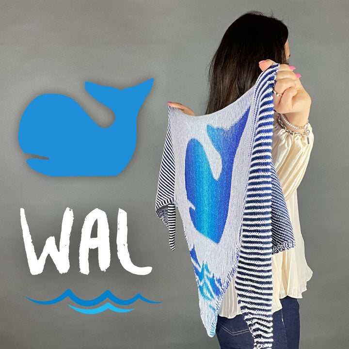 AVAILABLE NOW Lola Illusion Knitted Scarf Whale - 4ply