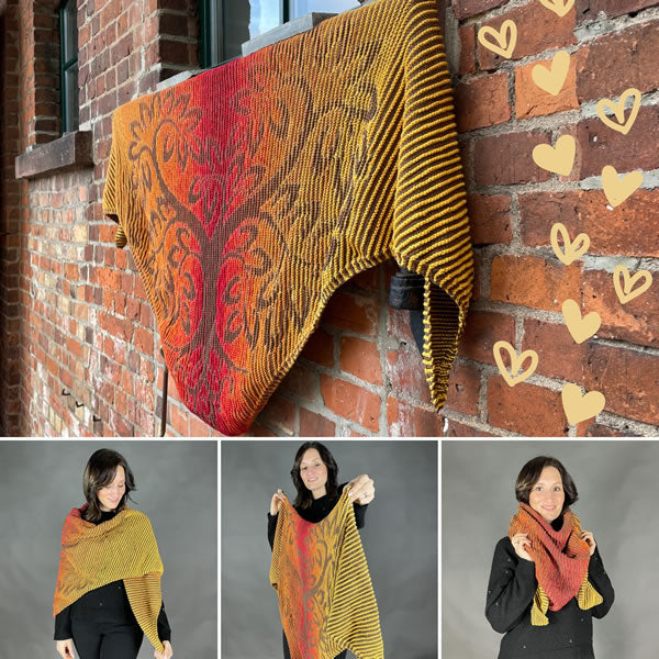 Lola Illusion Knitted Scarf - Love Tree Autumn - 8ply - AVAILABLE NOW