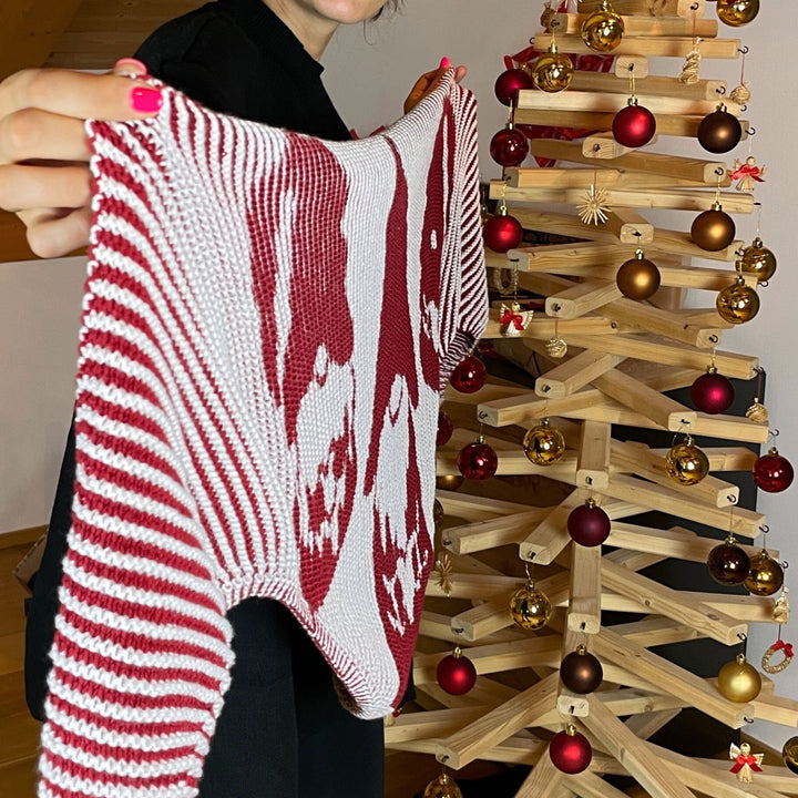 PREORDER Lola Illusion Knitted Scarf - Christmas Gnome - 8ply