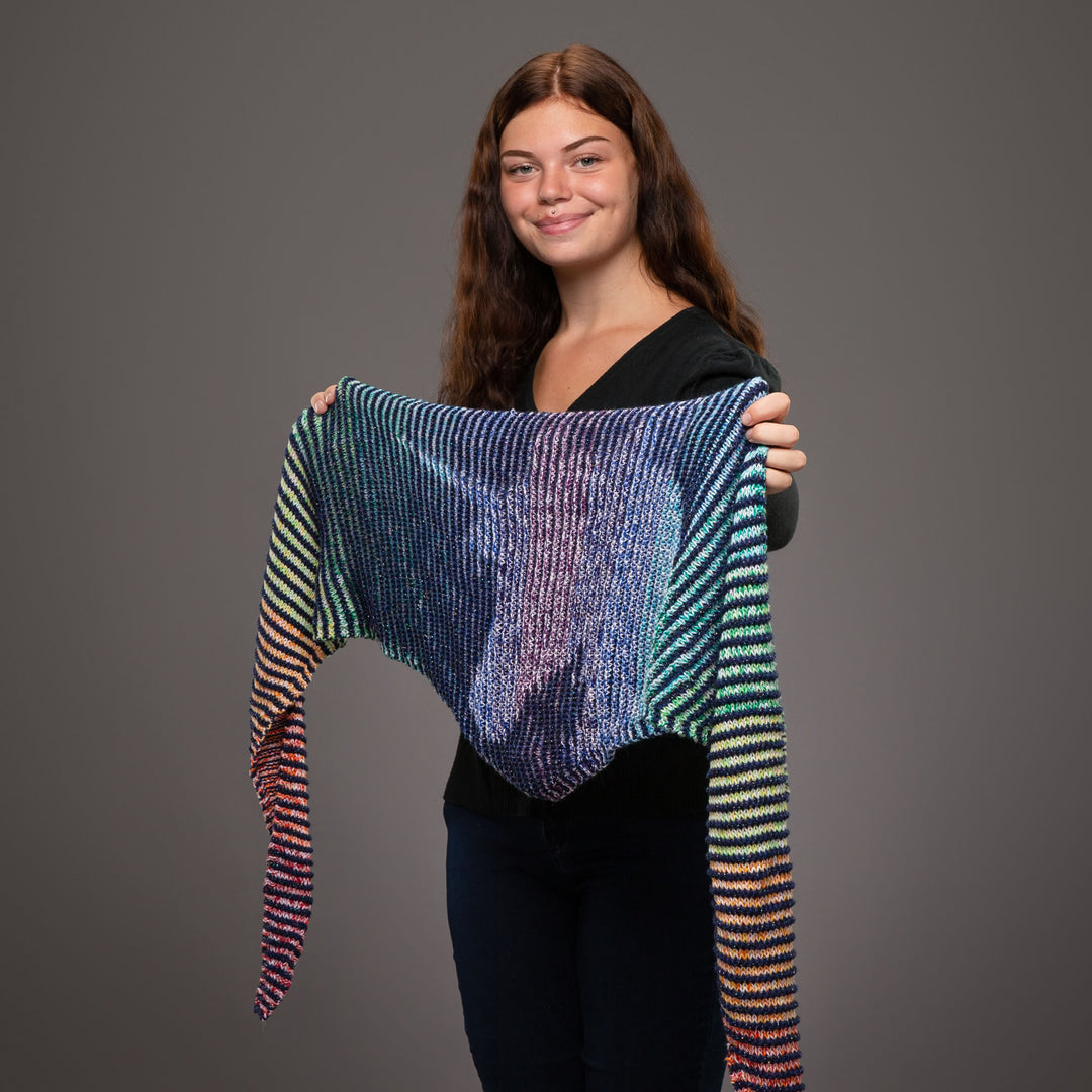 Lola Illusion Knitted Shawl - Unicorn Glitter - 8ply - AVAILABLE NOW