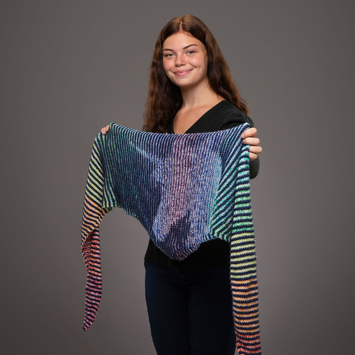 Lola Illusion Knitted Shawl - Unicorn Glitter - 8ply - AVAILABLE NOW