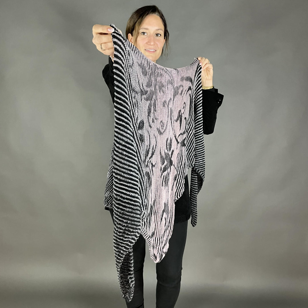 Lola Illusion Knitted Shawl - Floral - 4ply AVAILABLE NOW