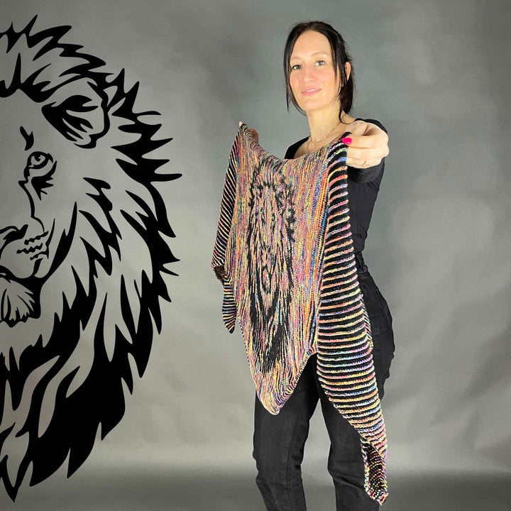 PREORDER Lola Illusion Knitted Shawl - Confetti Lion  - 4ply