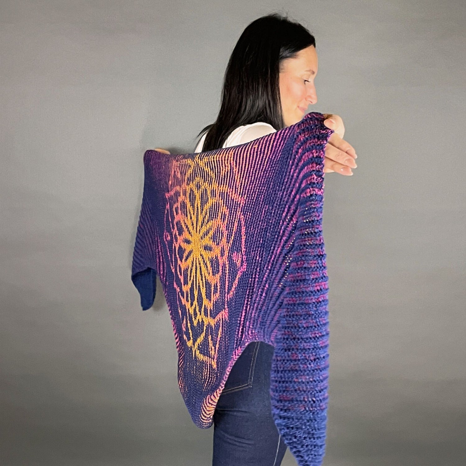 Lola Illusion Knitted Shawl - Mandala - 8ply