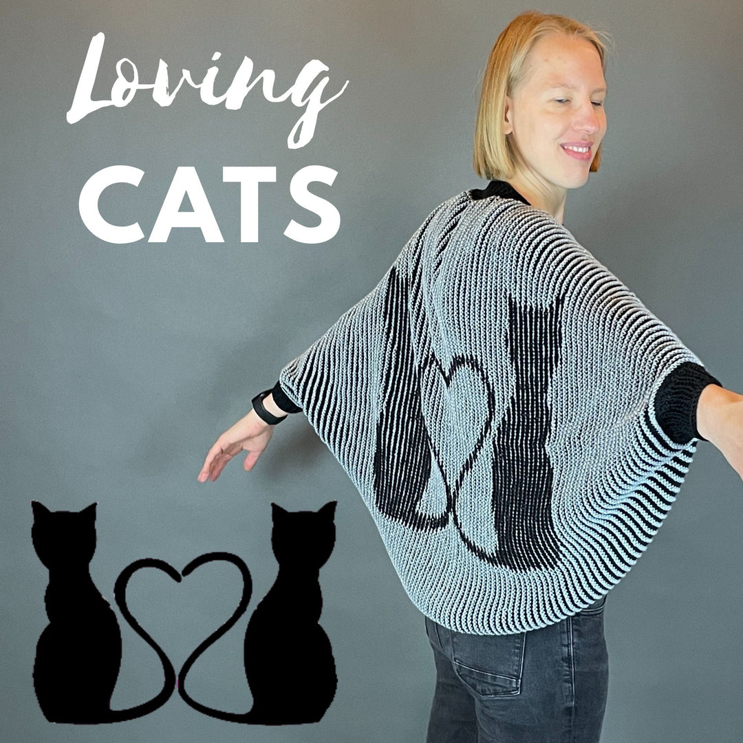 AVAILABLE NOW Lola Illusion Knitted Soul Warmer Loving Cats - 8ply