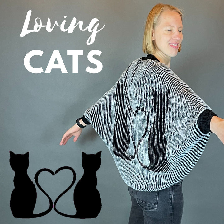 AVAILABLE NOW Lola Illusion Knitted Soul Warmer Loving Cats - 8ply
