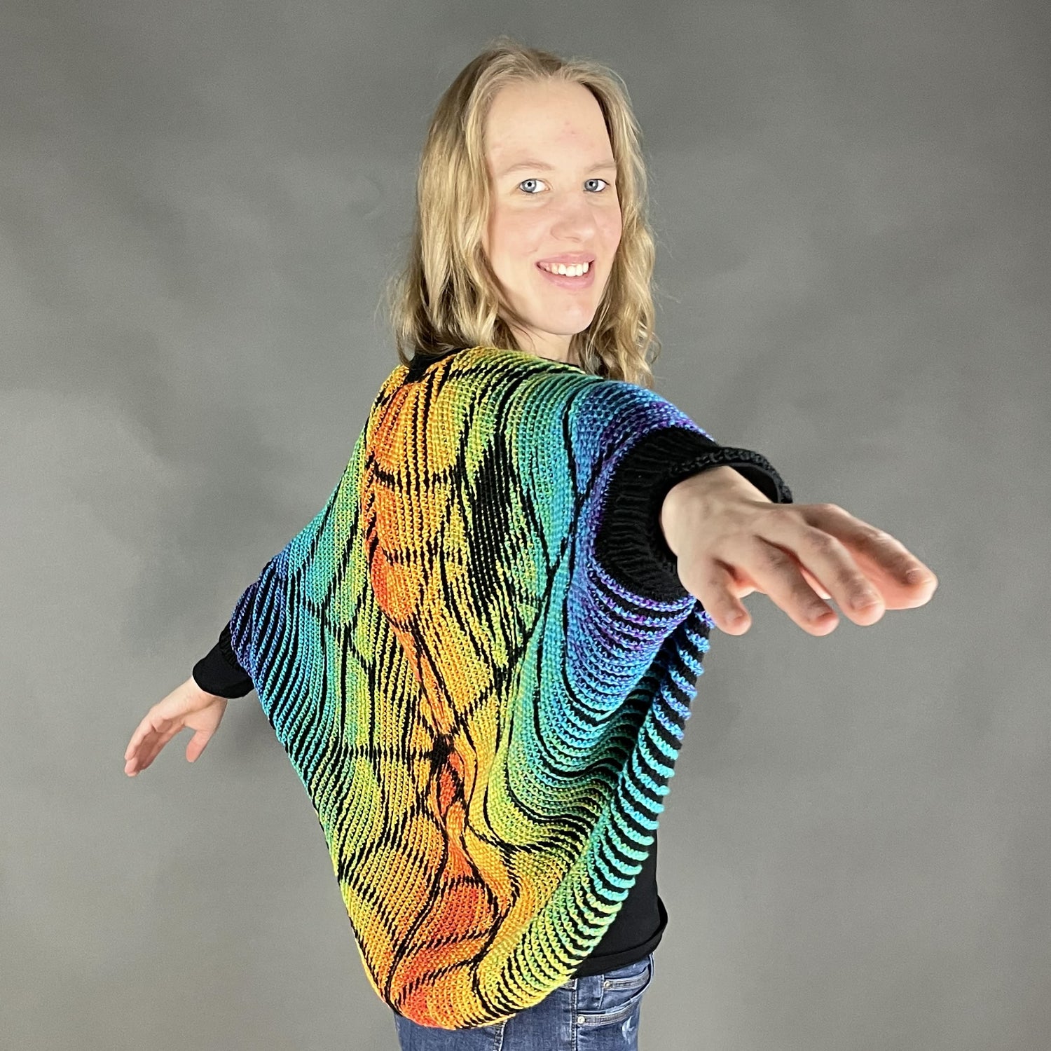 Lola Illusion Knitted Soul Warmer - Spider Web - 8ply