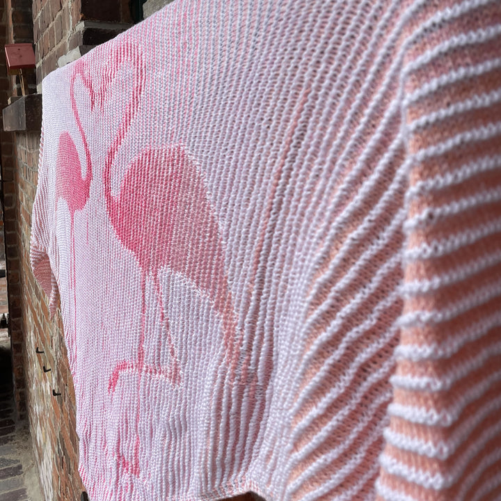 PREORDER Lola Illusion Knitted Scarf - Flamingo Love 4ply