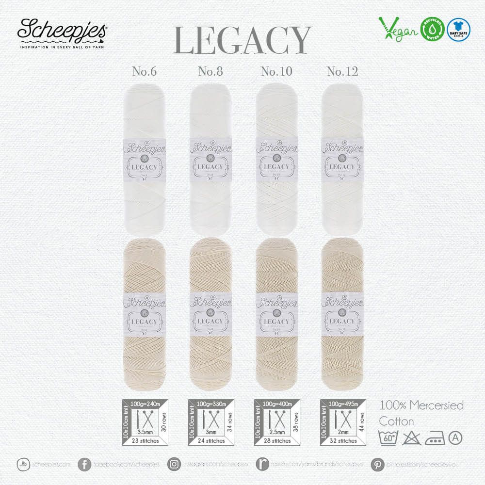 Scheepjes Legacy Mercerised White - Various Plys