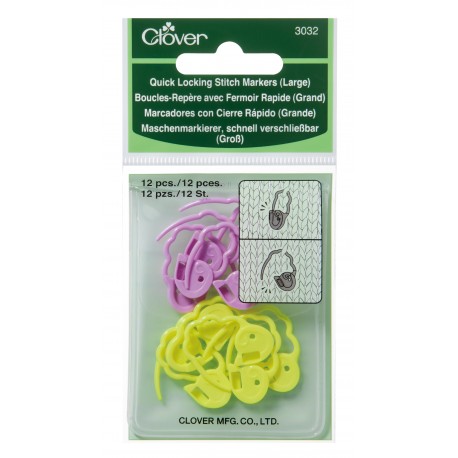 Clover Stitch Markers - Quick Locking Large 12 pieces